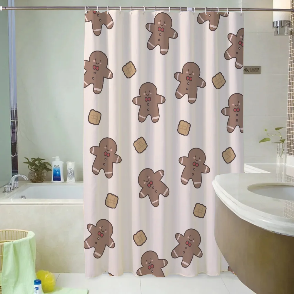 Christmas Shower Curtains for Bathroom Curtain Bath Folding Partition Accessories Bedrooms Waterproof Fabric Things the Set Home