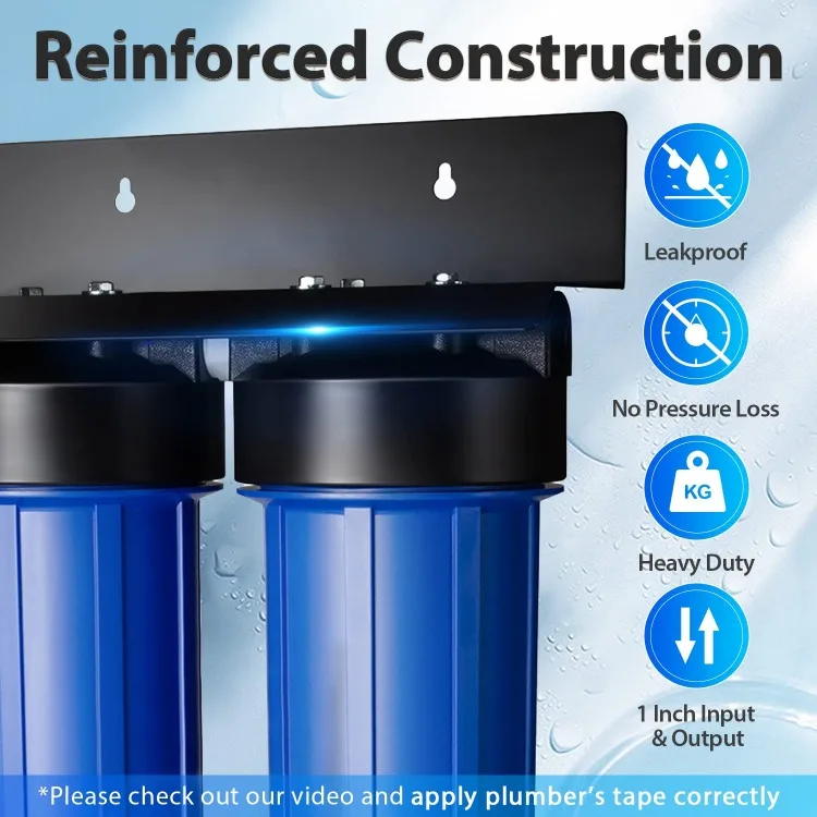 2-Stage Whole House Water Filtration System with 20” x 4.5” Fine Sediment and Carbon Block Filters, Removes 99% of Chlorine