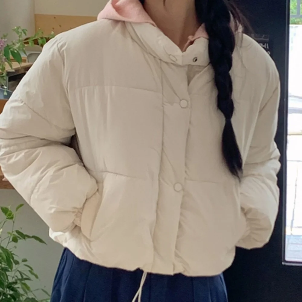 Chique outono inverno ort Thiened algodão jaet feminino doce sle gola solta ajuste tamanho pequeno amigável casaco de moda