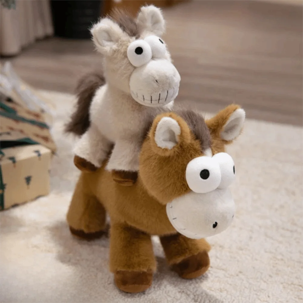 Giocattoli di peluche di cavalli in piedi morbidi Grande bulbo oculare Lavabile in lavatrice Peluche ripiene Design carino Giocattolo di pony di peluche super morbido