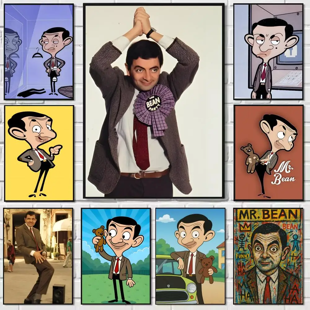 Mr B-BeanS CARTOON Poster Self-adhesive Painting With Prints Home Bedroom Living Room Decoration