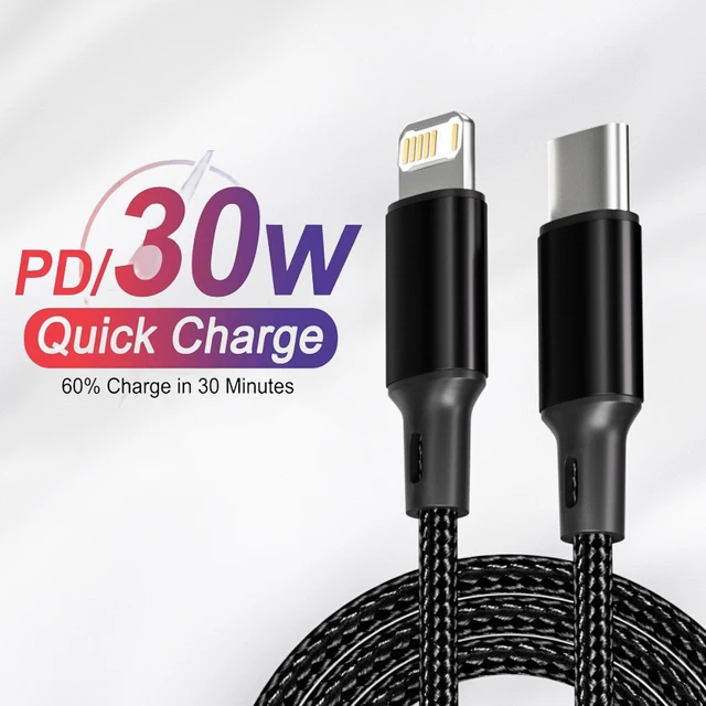 Kabel USB PD 30W do iPhone 14 13 12 11 Pro Max 7 8 14 Plus XS XR Szybkie Ładowanie Kabel USB C Ładowarka Przewód do Transmisji Danych Akcesoria