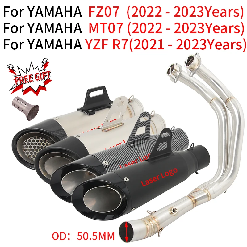 

For YAMAHA R7 MT07 FZ07 MT FZ 07 2021 2022 2023 Motorcycle Exhaust Escape Full System Modified Muffler Front Link Pipe DB Killer