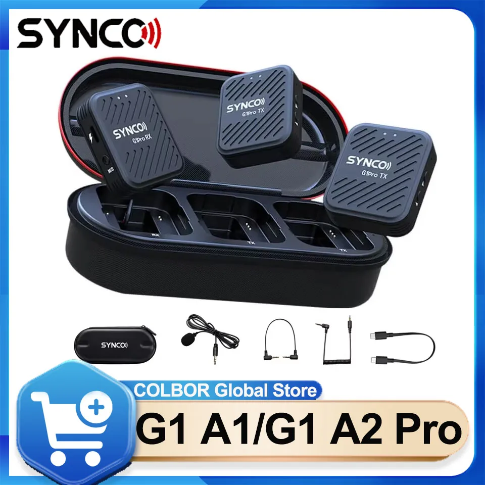 

SYNCO G1 A1 Pro G1 A2 Pro 2.4G Wireless Lavalier Microphone with Charging Case for iPhone Smartphone Camera Video Studio YouTube