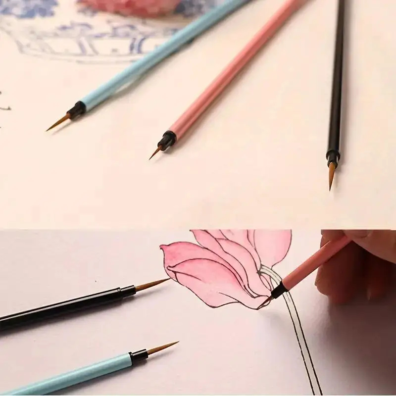 3 Stück farbige Ultra-Feinlinien-Zeichenstifte, Malstifte, Aquarellstifte, Pinsel, Kunststifte, professionelle Kunstorganisationsstifte – Detail 1