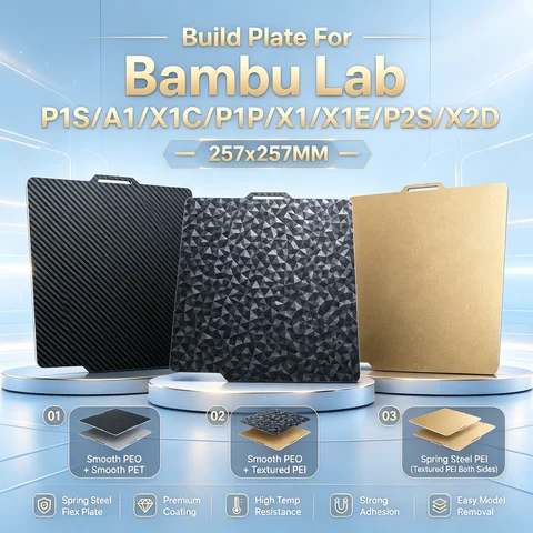 X1C P1P P1S P2S A1 X1 X2D Build Plate for Bambu Lab A1 Smooth PEI Sheet PEO PET for Bambulab P1P 3D Printer Heatbed Build Plate