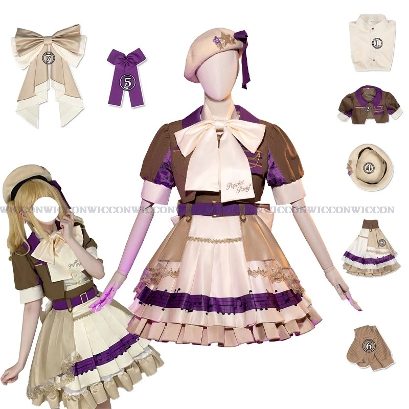 

Anime BanG Dream! Ichigaya Arisa Cosplay Poppin’Party Princess Skirt Costume Lolita Dress Wig Woman Kawaii Cute Christmas Suit