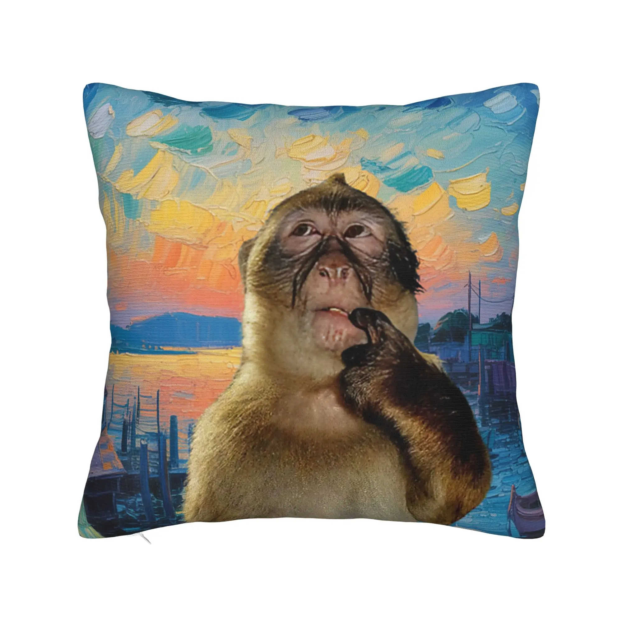 Decorative Pillowcases Thinking Monkey Meme  Accessories Home  Throw Pillow Case Cover Square Multi Size