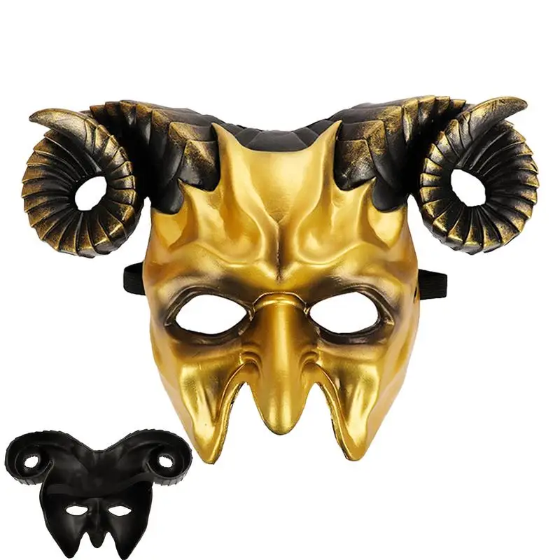 Halloween Masque With Horn Realistic Face Animal Head Masque Costume Halloween Carnival Parties Prop Scary Animal For Halloween