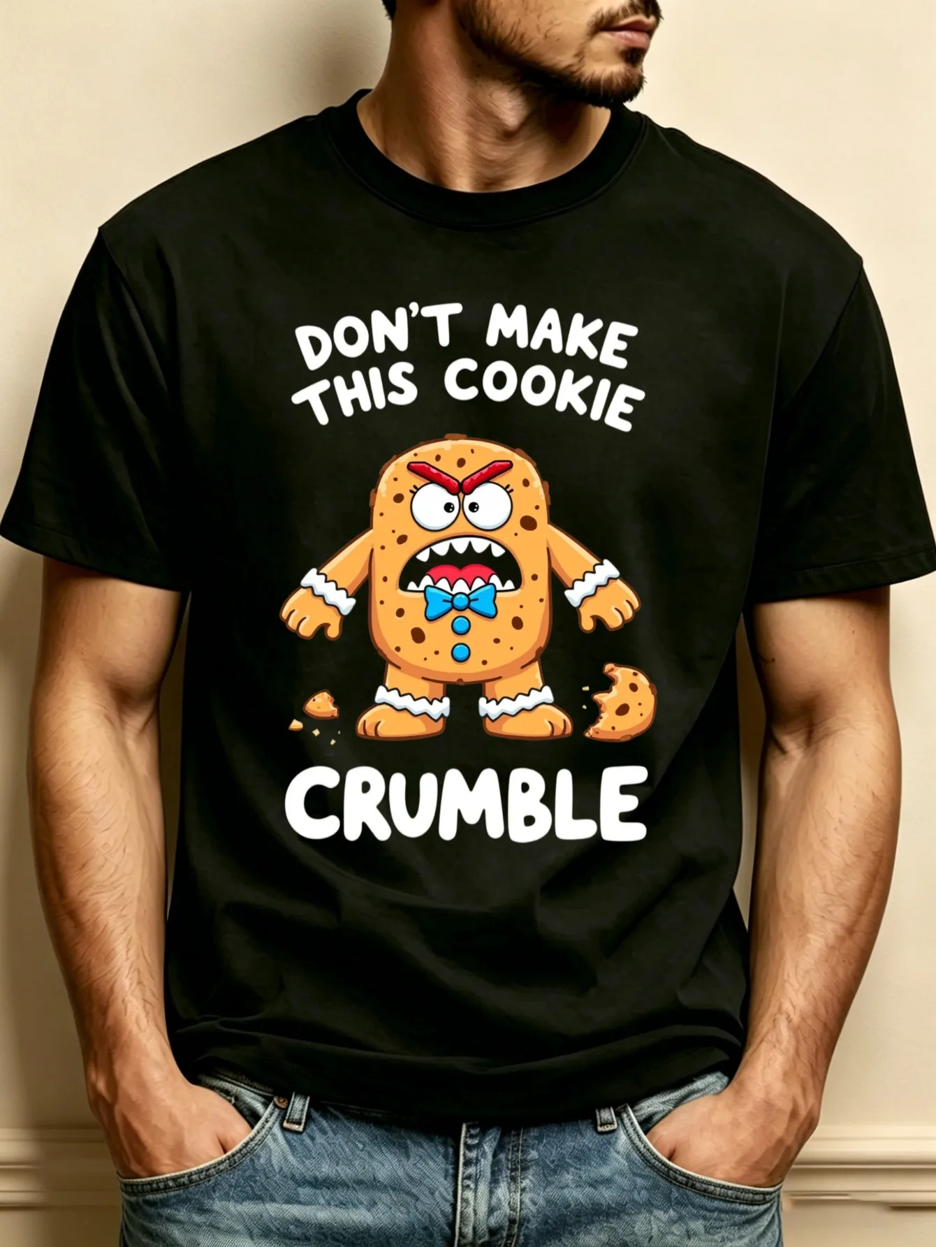 Cartoon Cookie Character with Angry Expression and the Text 