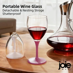 Joie Portable Wine Glass Unbreakable Wine Glass Nesting Storage PCTG Plastic Cocktail Champagne Glass for Party Picnic Outdoor