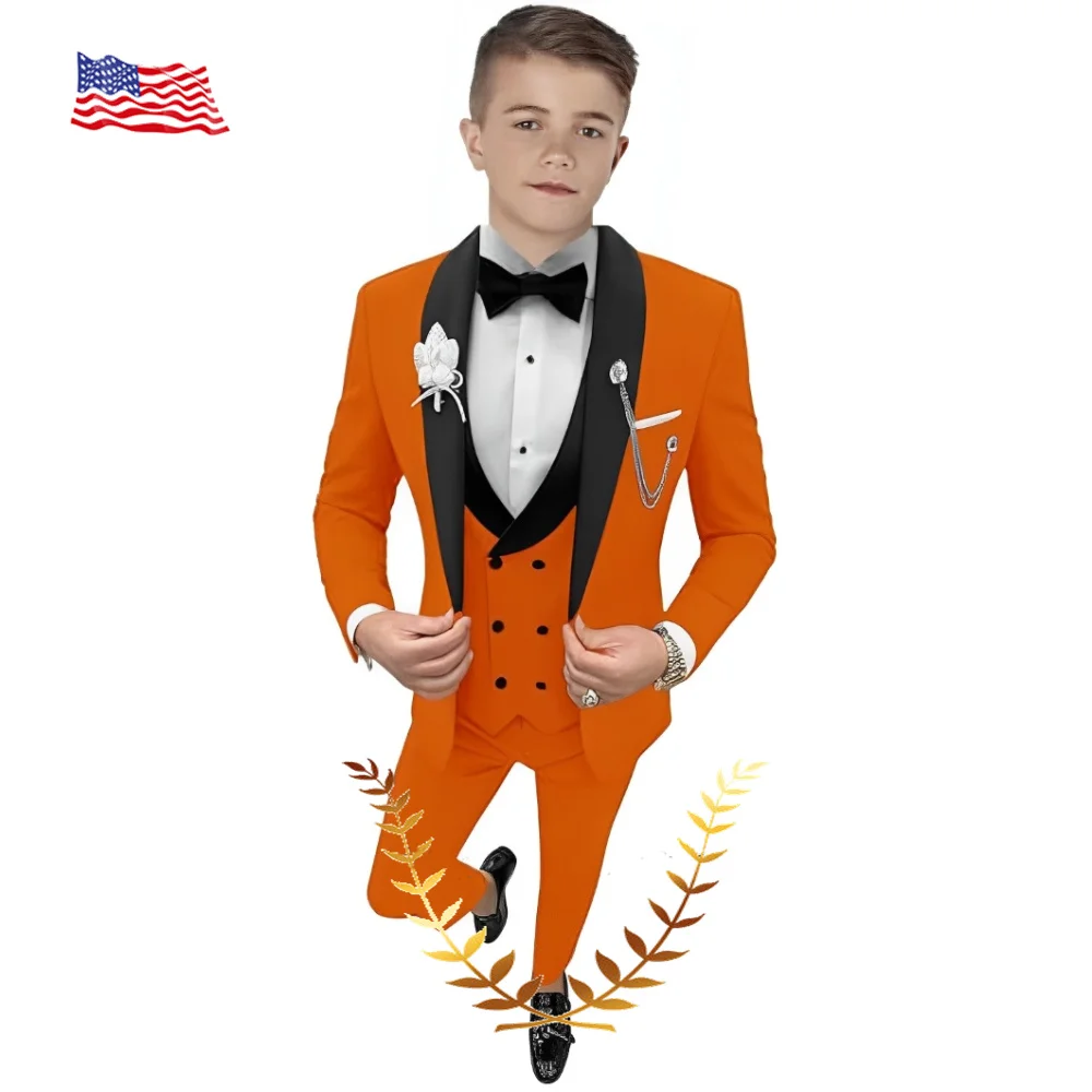 

Elegant Boy's Suits Formal Kids Tuxedo Slim Fit 3 Piece Jacket Blazer Vest Pants for Wedding Prom Party