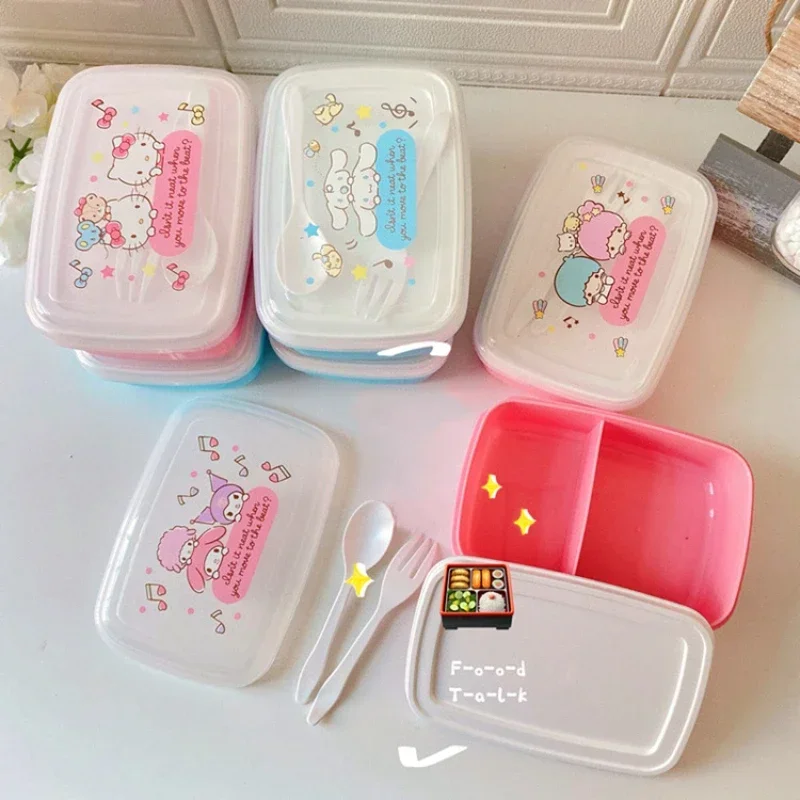 Kawaii Sanrio Mittagessen Box KT Cinnamoroll Mymelody Mikrowelle Versiegelt Doppel Schicht Cartoon Student Lebensmittel Erhaltung Box