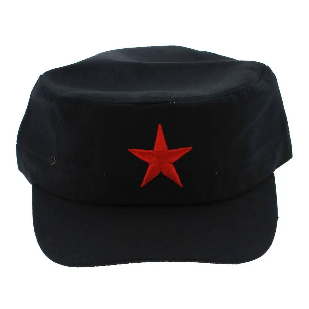 Retro China Vintage Unisex Fabric Red Star Green Flat Military Hats Patrol Army Cap