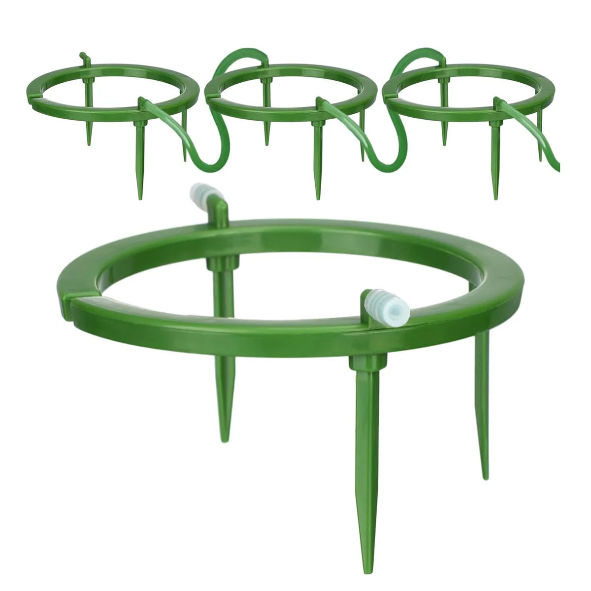 

4 Set Water Ring 5In W 3 Leg Support Drip Emitter Drip Ring with Built in 1/8 in Barbed Inlet Fitting 3 Removable Stakes