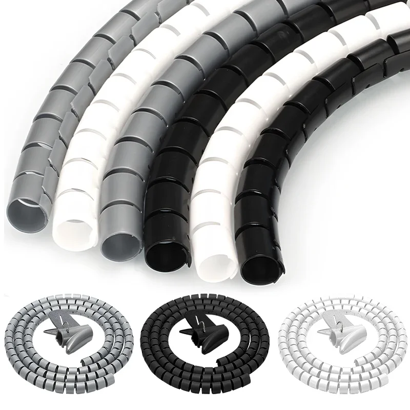 Protector de Cable de 3m, organizador de cables, tubo de gestión, envoltura de Cable Flexible, tubo en espiral, cubierta de manga de Cable de oficina