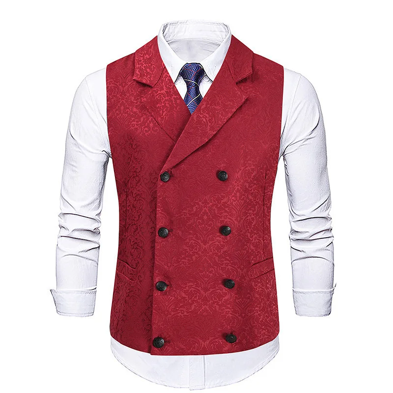

2025 Fashionable Slim Fit Men's Casual Vest Business Style Double Breasted Polyester Fiber Youth Popular Spring Autumn Season