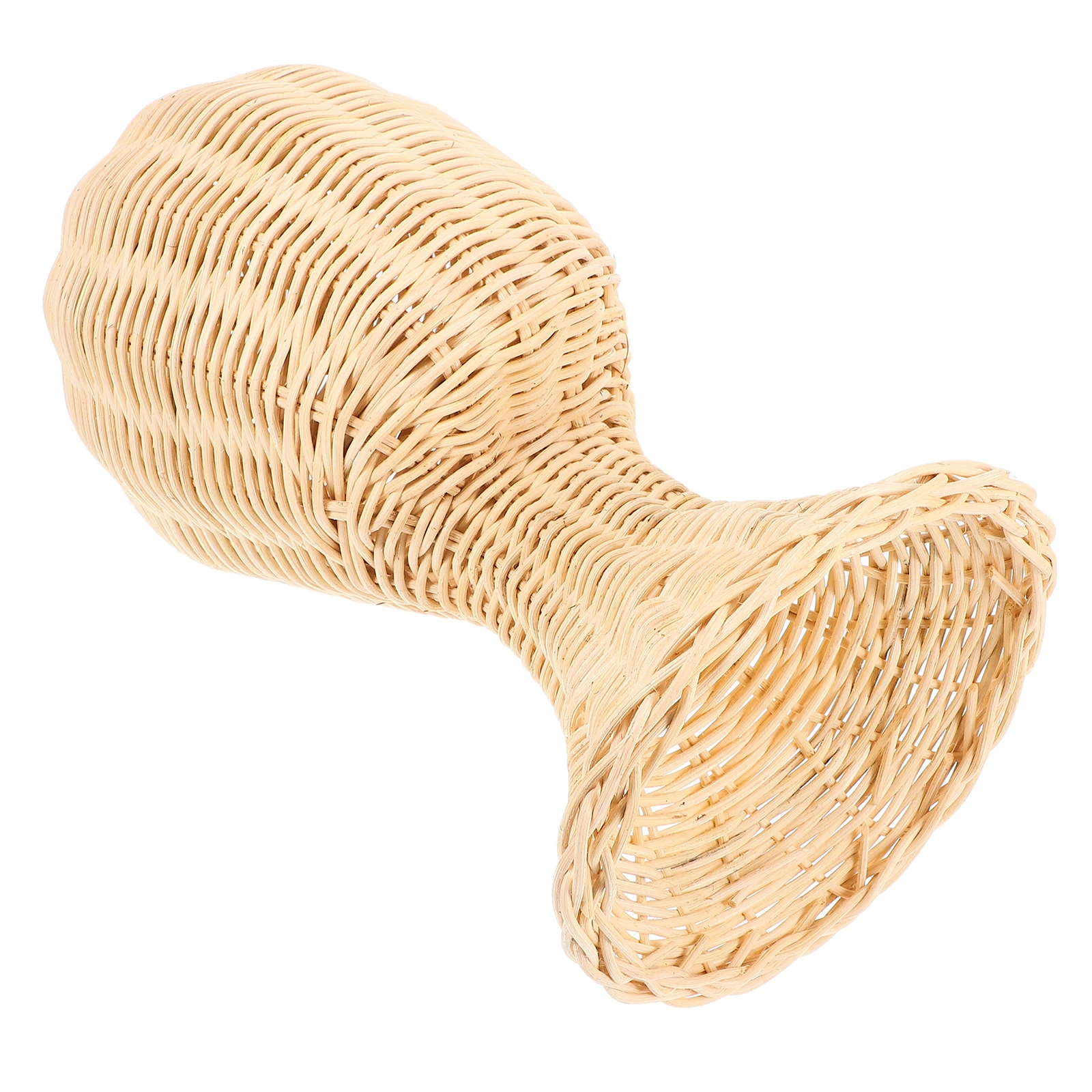 

Sturdy Rattan Stand Round Dome Shape Adjustable Holder With Stable Base Hats Wigs Helmets Accessories Mannequin Stand