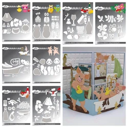 2025 New Accessories for BLD1755 #2 Metal Cutting Dies for DIY Scrapbooking Happy Pigs Mold Paper Card Embossed Template Stencil