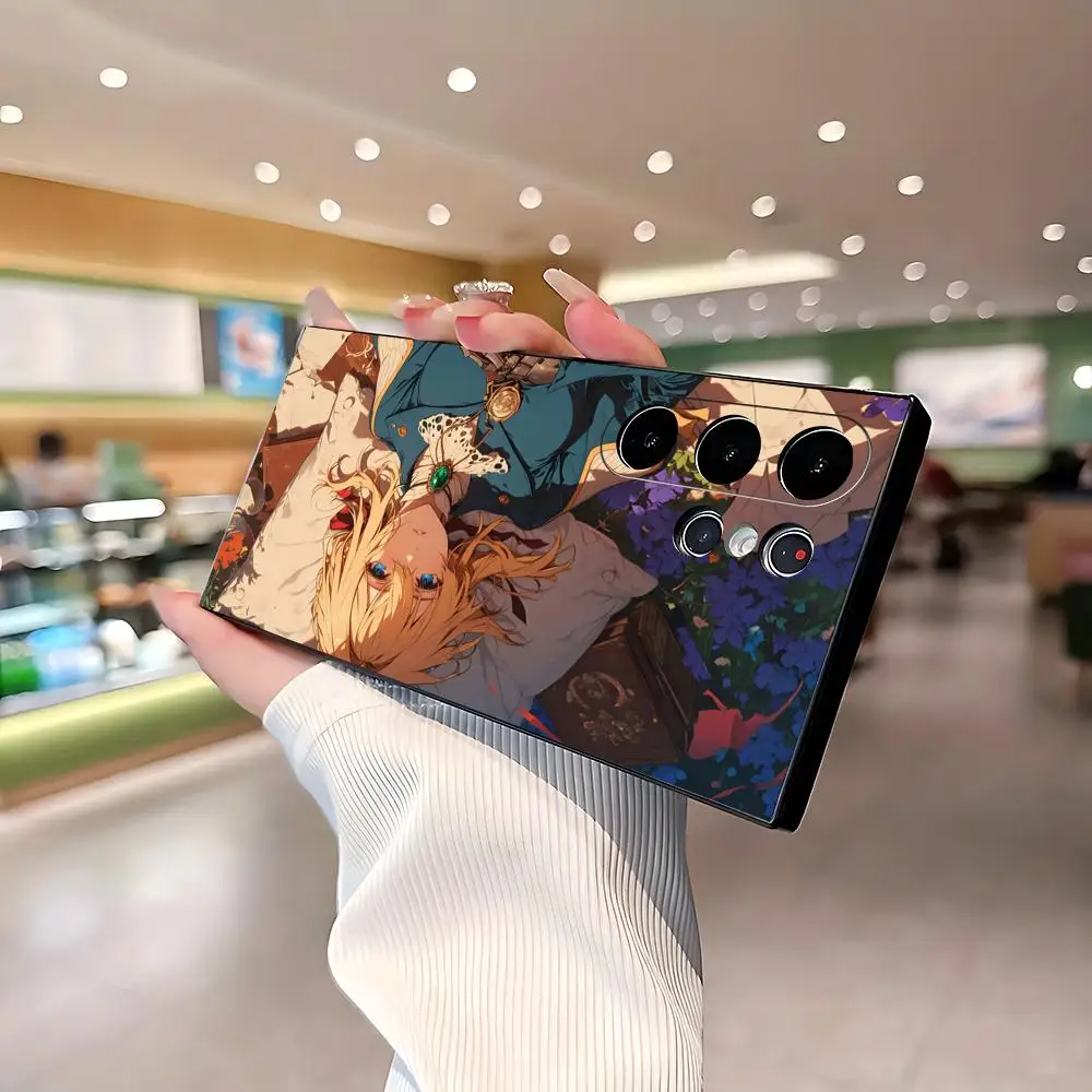 JP Violets Evergarden Hot Anime Phone Case For Samsung Galaxy S26 S25 S24 S23 S22 S21 Plus Ultra Fold A Soft Black