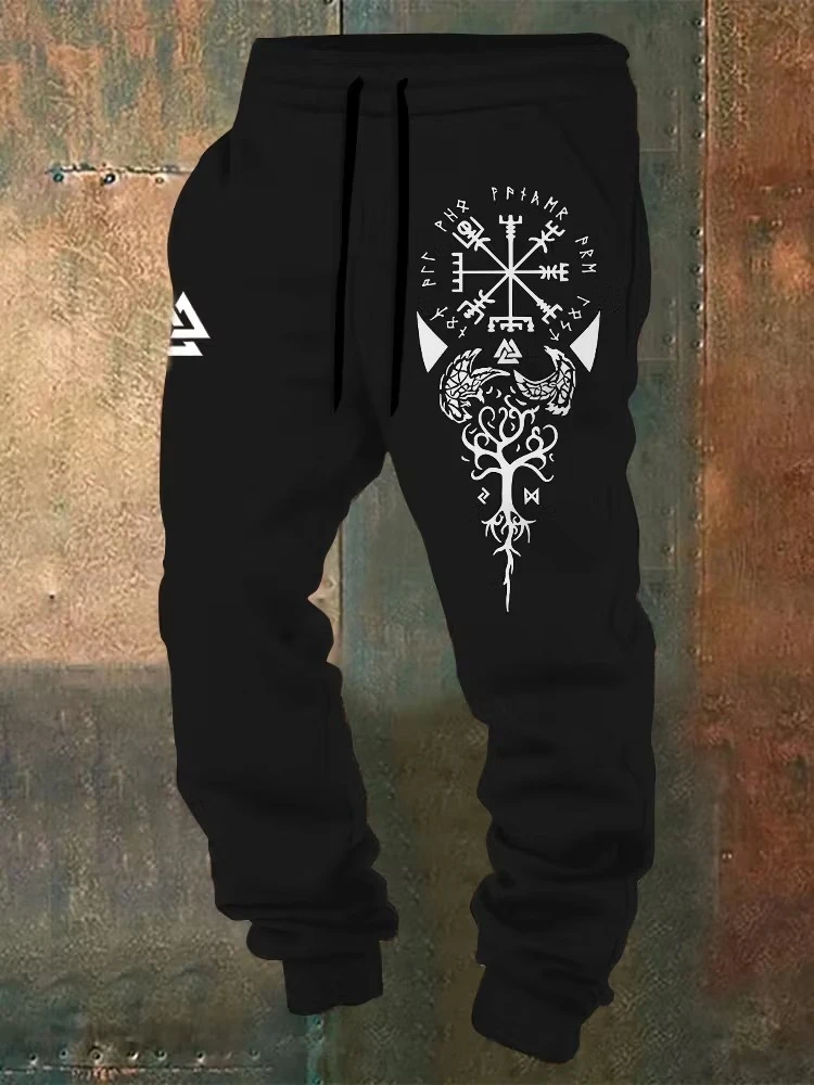 New Fall/Winter Men's Pants Retro Ethnic Print Drawstring Pants Sweatpants Fashionable Streetwear Warm Pants Sweatpants