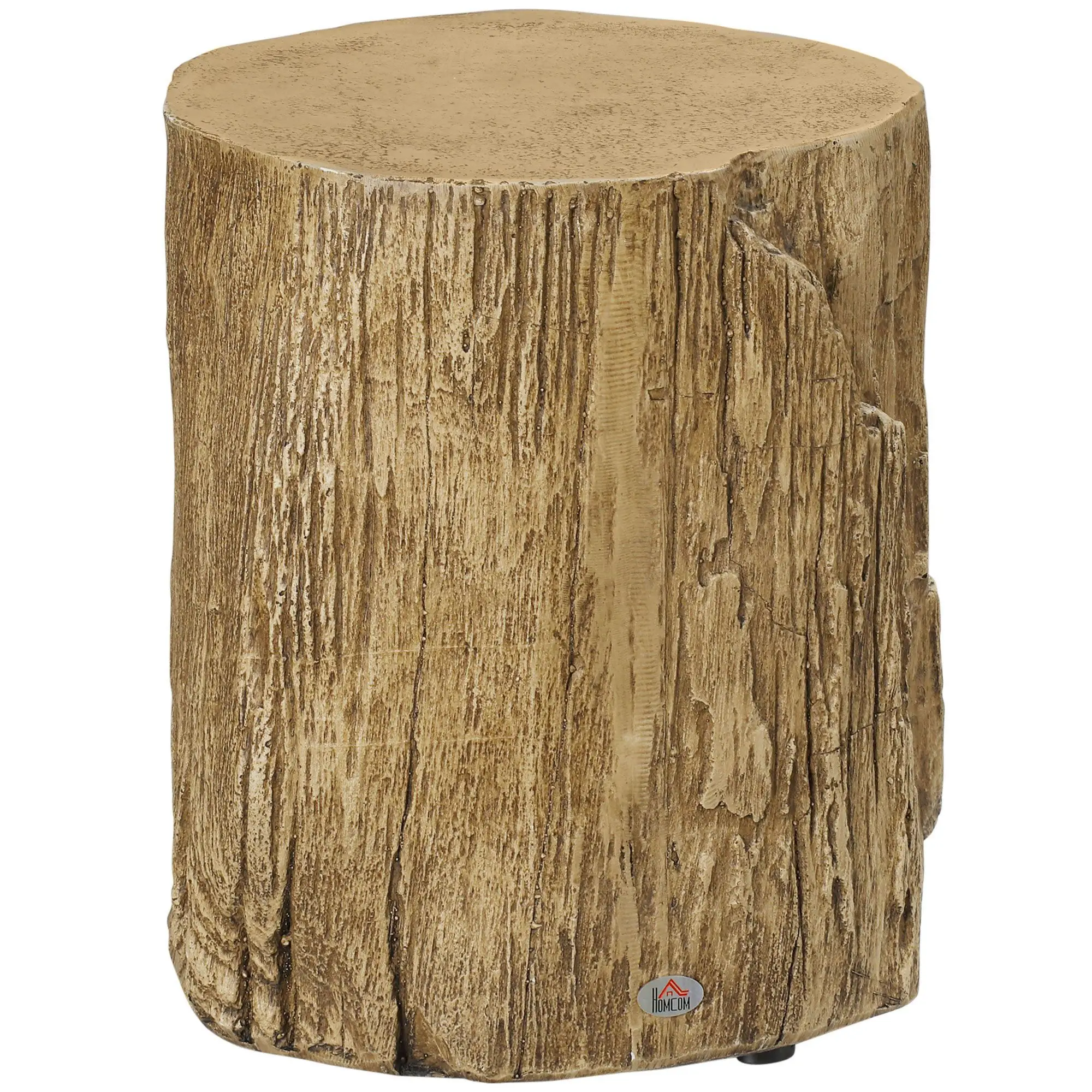 

For Tree Stump Stool Side Table Round Tabletop Wood Grain Finish Indoor Outdoor Natural