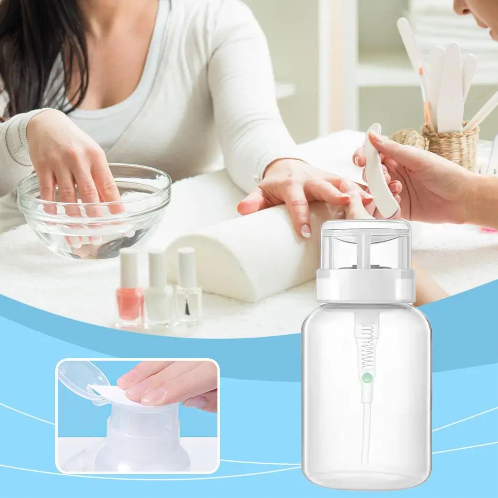 Bottiglie riutilizzabili per unghie da 200 ml Dispenser con pompa a pressione vuota Strumento per unghie artistico Detergente per rimozione smalto Bottiglia per manicure per trucco W2z1