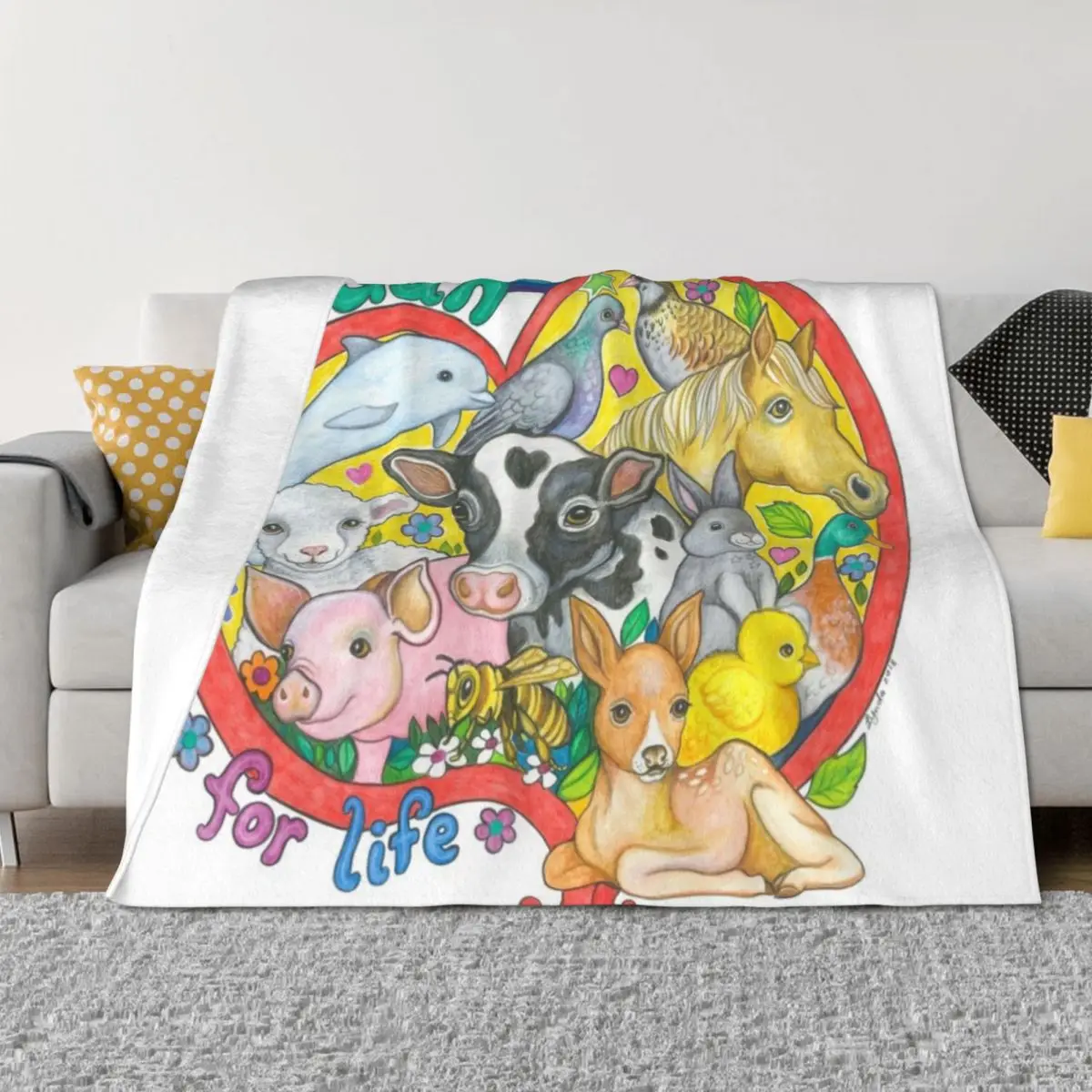

Vegan For Life Throw Blanket Beach Beautifuls Retros Blankets