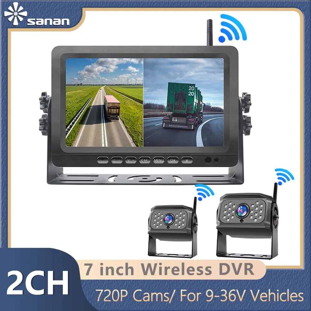 7'' 4CH Car/RV/Truck AHD Monitor System Wireless WIFI DVR Vehicle CCTV Front/Rear Camera IR Night Vision Reversing  Recorder