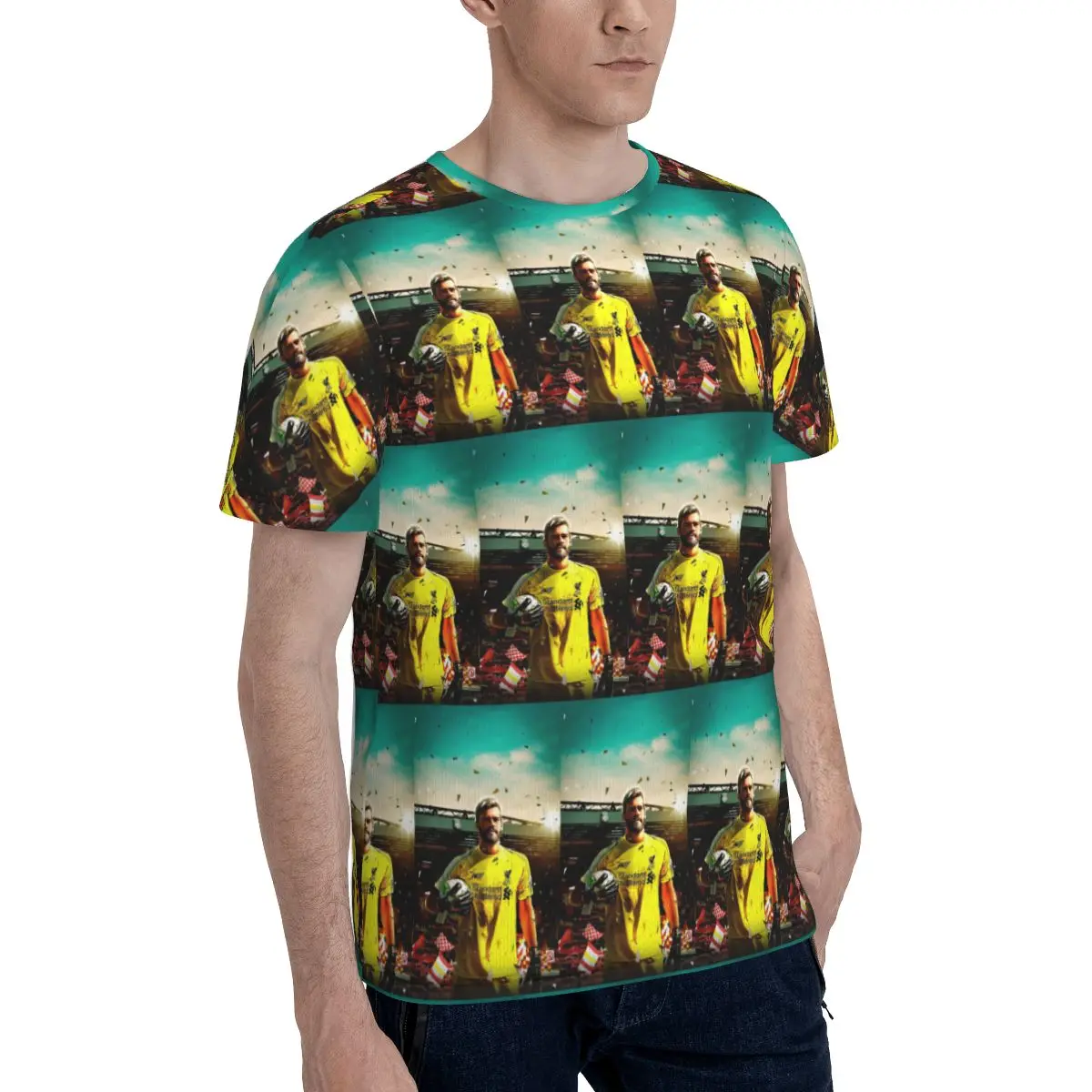 Alisson Becker Wallpaper T-Shirt for Men Cotton T Shirts Men's Short Sleeve Crew Neck Summer Clothes Tops