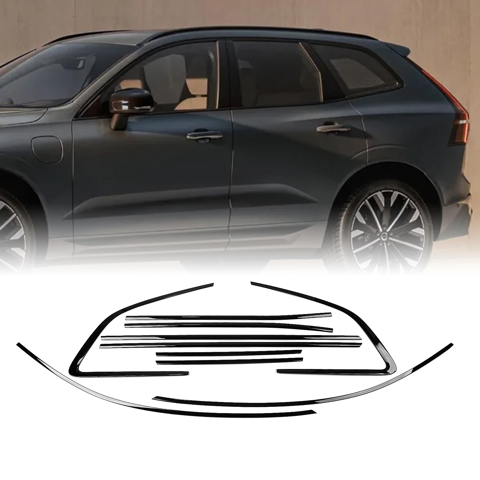 Für Volov XC60 2018-2025 Außen Fenster Trim Dichtungs Streifen Glanz Schwarz Tür Rahmen Dichtung Dekor Schützen Molding Abdeckung Styling