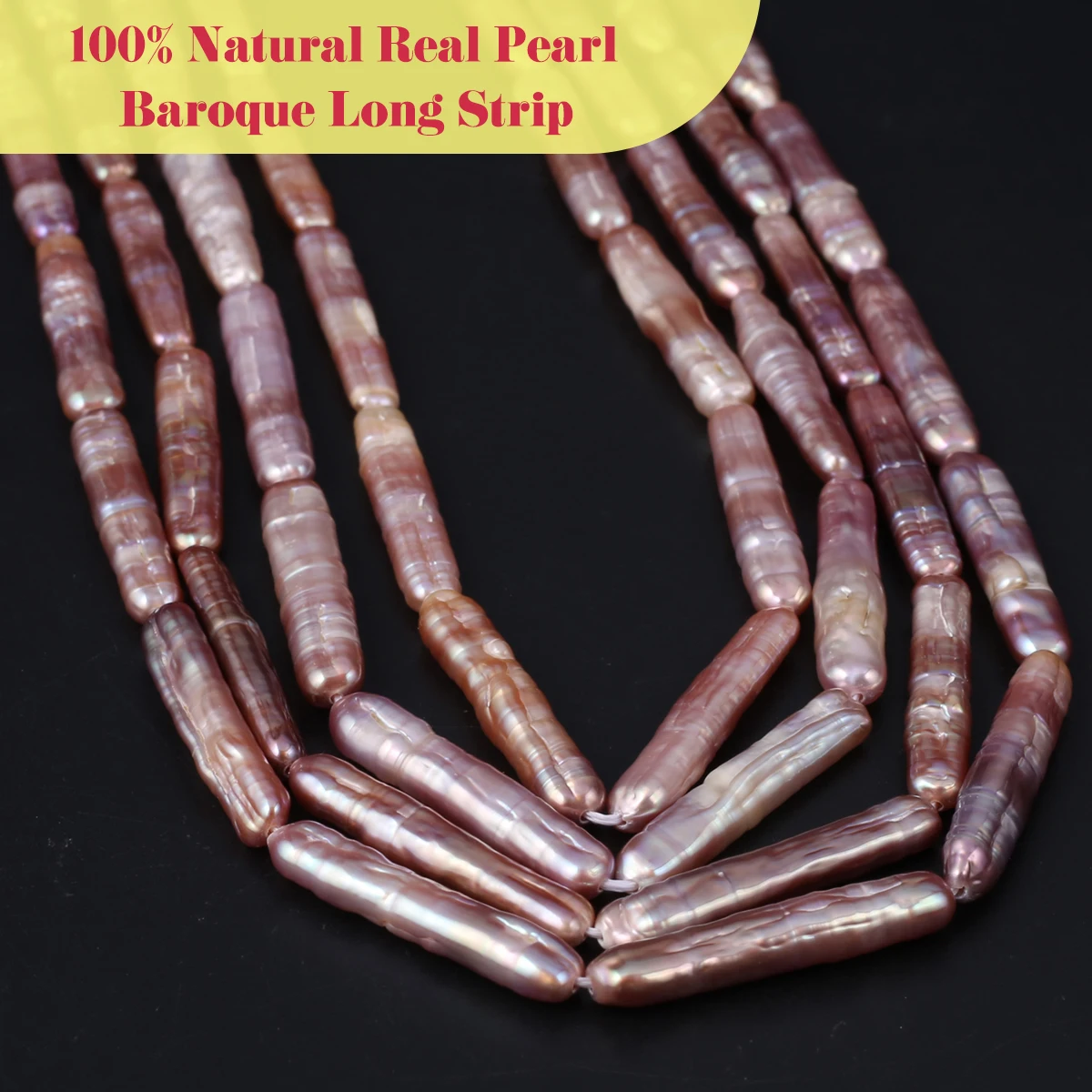 

Baroque 100% Natural Freshwater Pearl Long Strip Beads High Quality Charms for DIY Women Men Necklace Jewelry Making Accessories