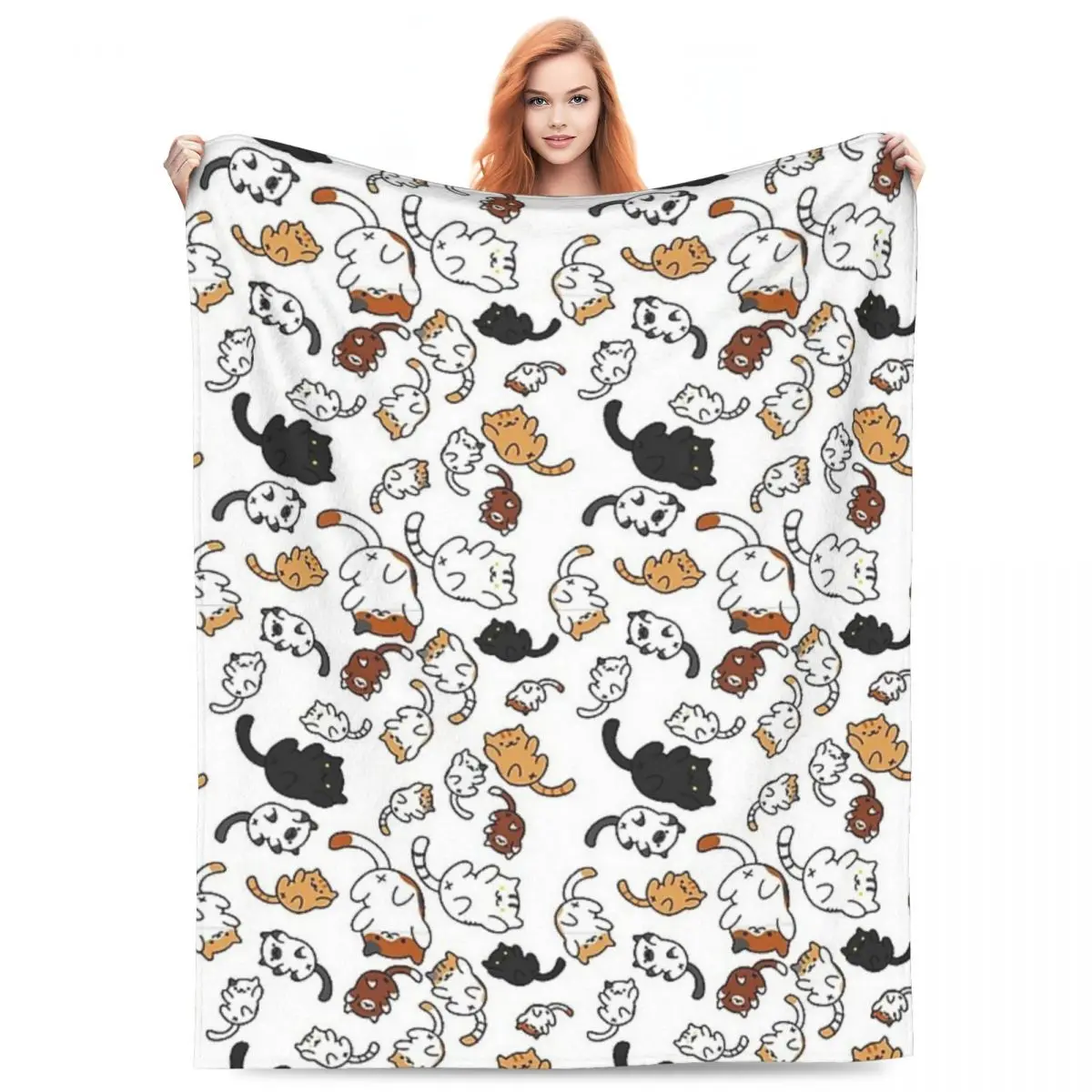 

Neko Portals Neko Atsume Cats Blankets Flannel Sofa Super Soft Throw Blankets for Couch Bedding Office Throws Bedspread Quilt