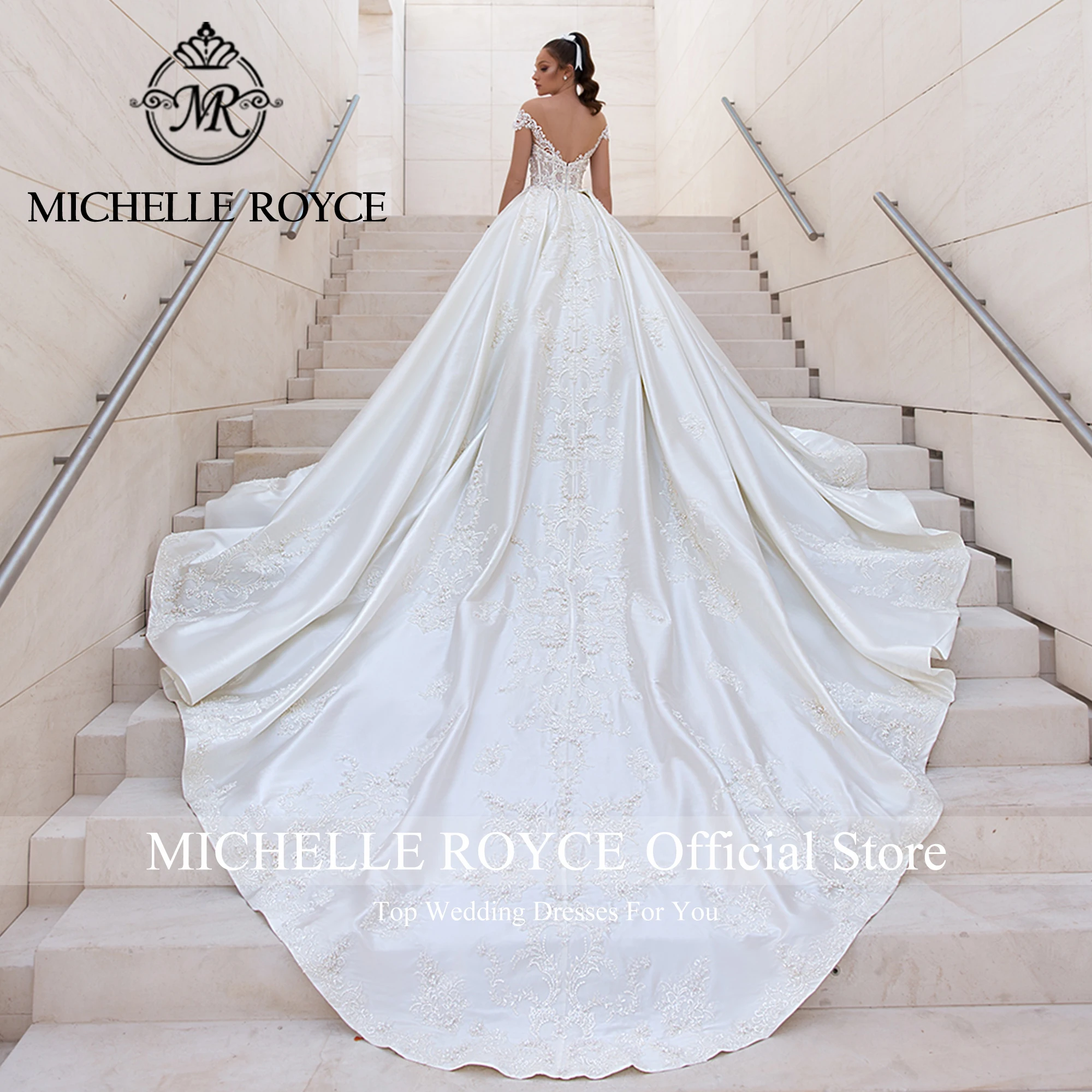 Michelle Royce Luxury Ball Gown Wedding Dresses For Women Bride Exquisite Embroidery Beading Wedding Gown Vestidos De Novia