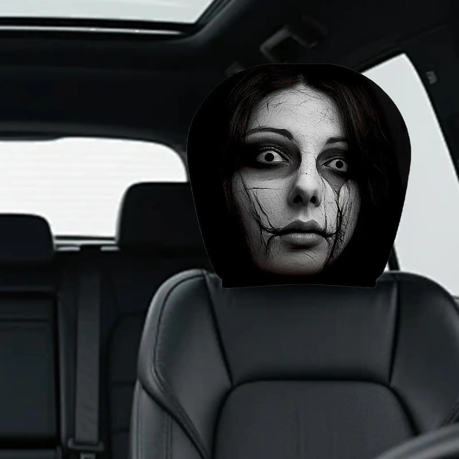 Ghost Face Car Headrest Covers Universal Halloween Horror Theme Headrest Covers Scary Funny Car Interior Accessories