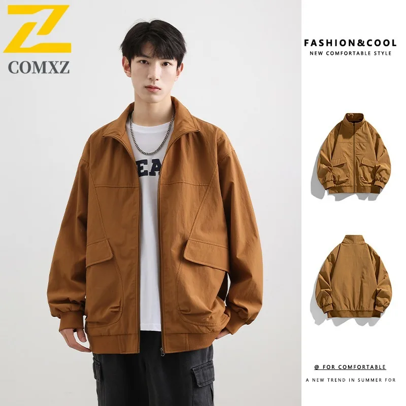 

COMXZ Мужская верхняя одежда, новая однотонная дышащая высококачественная ветровка для путешествий и езды на велосипеде, свободная куртка для походов и прогулок