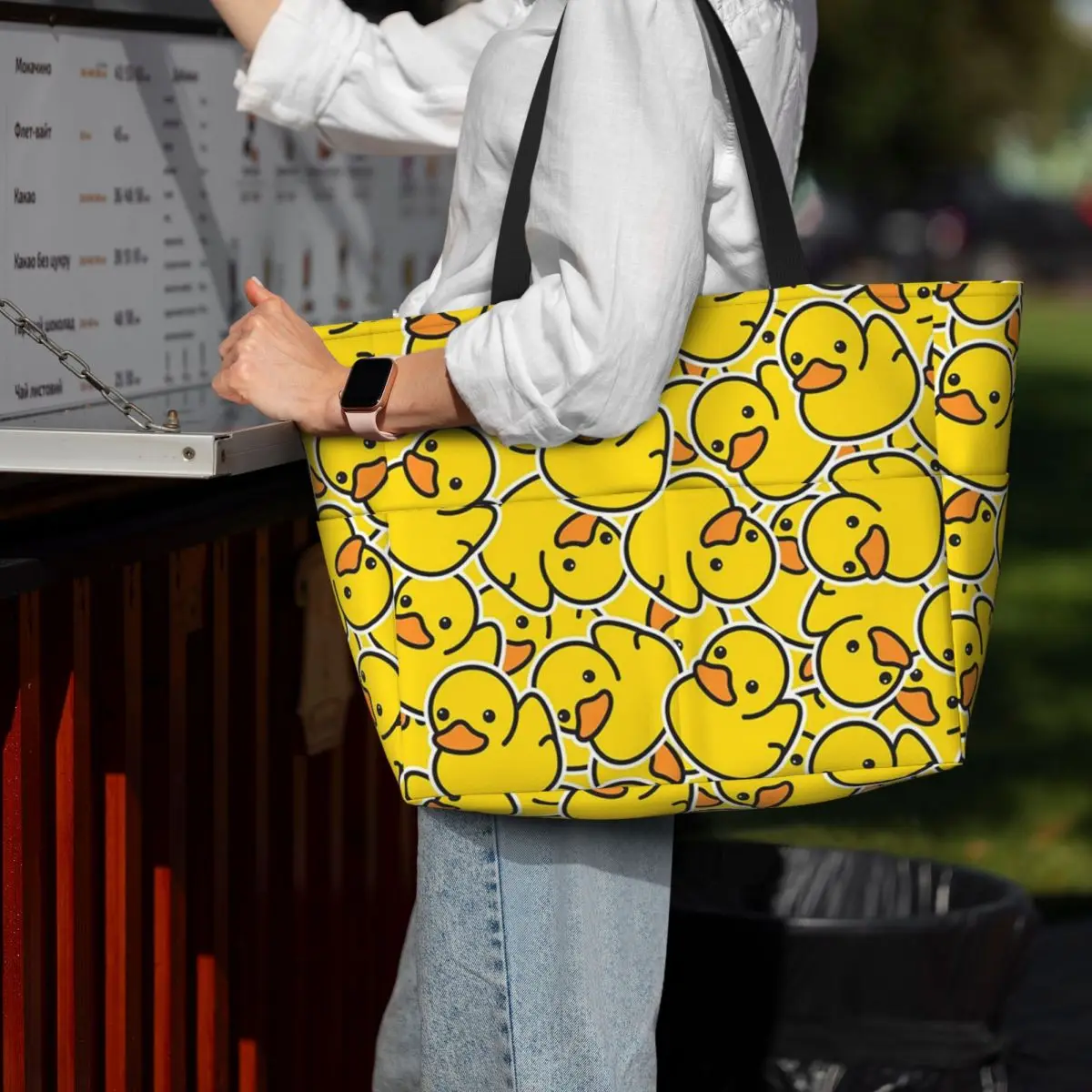 Yellow Classic Rubber Duck Beach Tote Bag Sport Gym Yoga Duffle Large Tote Bag Women Travel Bag Fitness bag