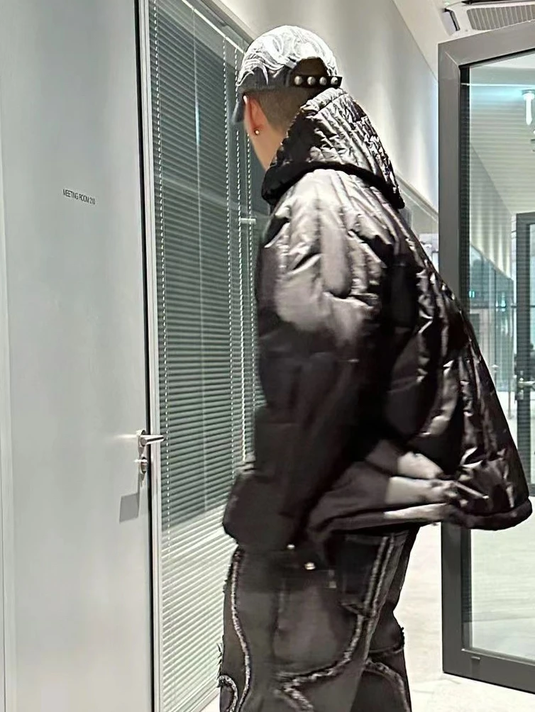 Thug Club 23SS Bla Nylon Windproof Waterproof Goose down Hooded Jaet 360g Filled Warm Autumn Winter Men's Puffer Coat