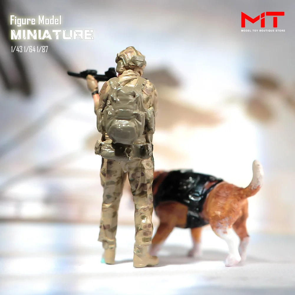 Combat Soldier Hound Cena Adereços, Pintado ou Sem Pintado Figuras, Modelo para Veículos, Miniaturas Estatueta, Brinquedo, 1/72, 1/64, 1/35