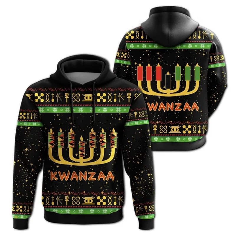 

3D Print African Happy Kwanzaa Hoodie For Men Women Kwanzaa Nguzo Saba Pullover Sport Tracksuit Men's Casual Hoody Clothes