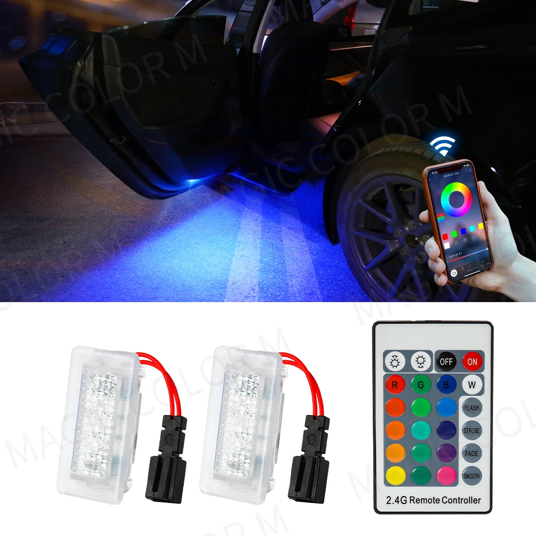 RGB APP Footwell Lights For Tesla Model 3 Y S X LED Atmosphere Interior Floor Door Puddle Trunk Decorative Lamps Car Accessories