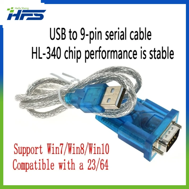 Hl-340 usb para rs232 com porta serial, 9 pinos, db9, adaptador de cabo, suporte windows7, 64