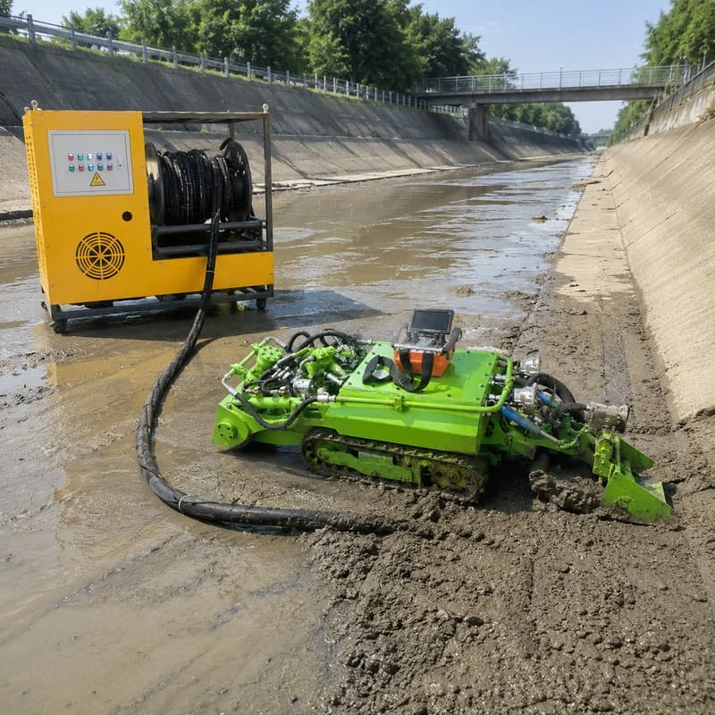 Heavy Duty Crawler Cleaning Robot Desilting Equipment Remote Control Dredging Machine Customized Underground Service