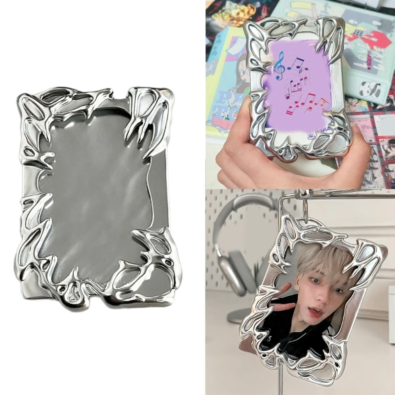 Original Silvery Photo Card Holders Electroplate Plasitic Frame Photo Binder Idol Photocard Holders