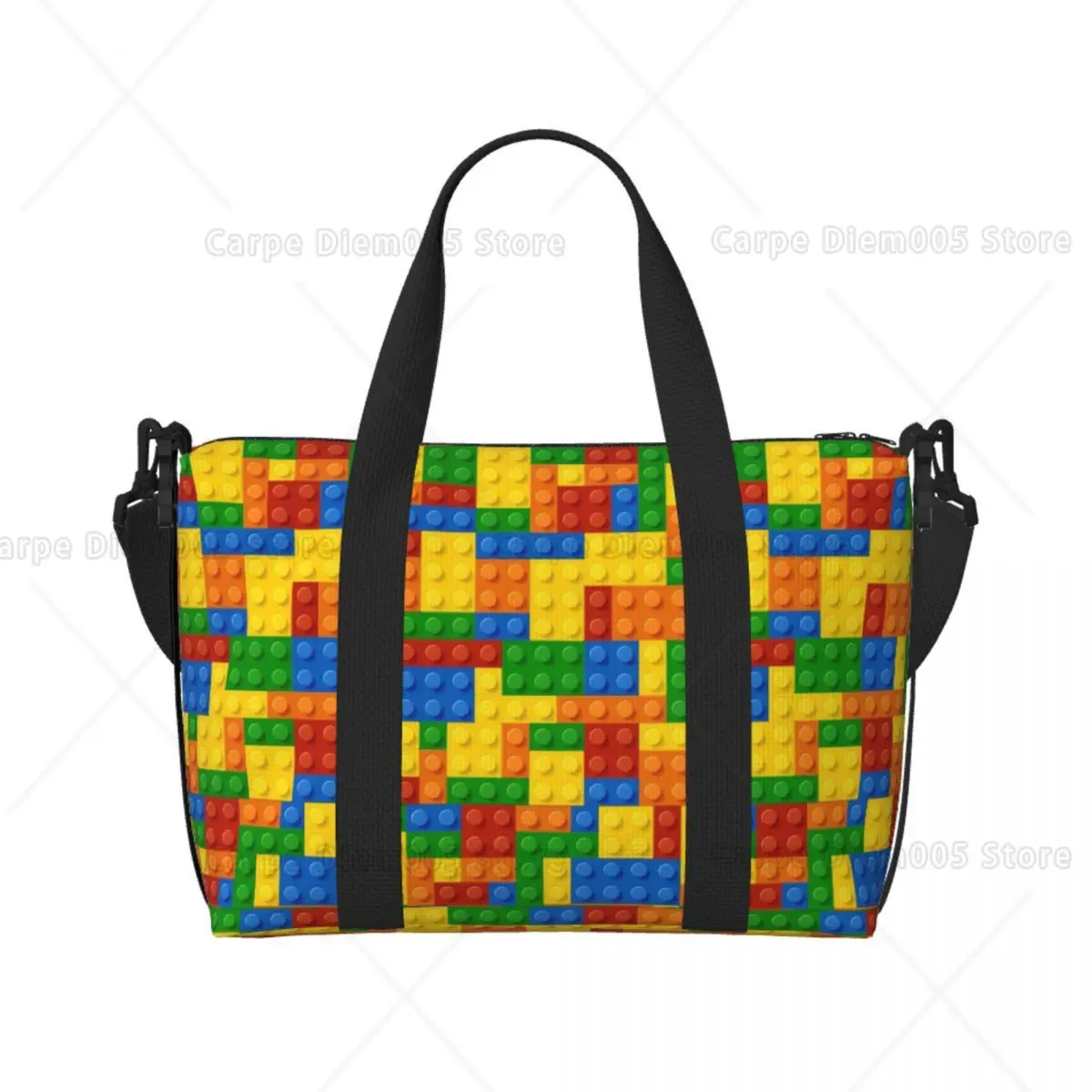 

Colorful Blocks Travel Duffel Bag Weekender Bags with Shoulder Strap Sports Gym Overnight Bag for Women Men