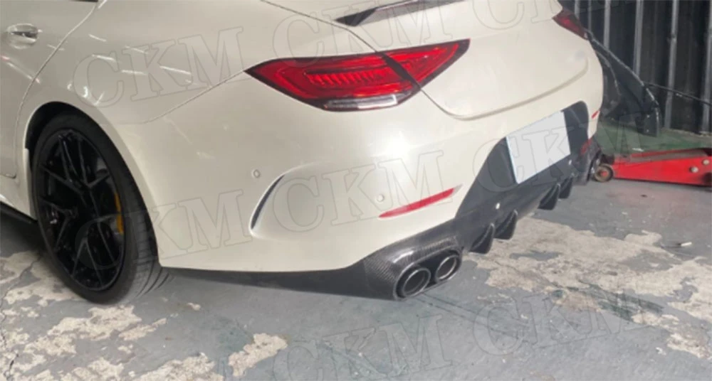 Чехол с задним диффузором из углеродного волокна для Benz CLS Class W257 CLS260 300 350 450 CLS53 AMG 2019 UP PP, юбка заднего бампера