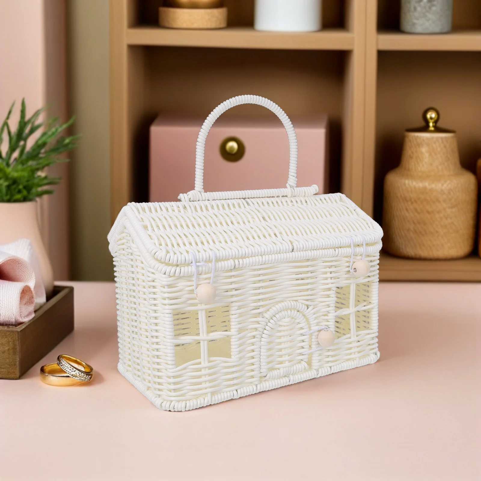 Cesta de Picnic de ratán, cajas de recuerdos para fiesta de boda, decoración de flores de mimbre, almacenamiento tejido a mano, imitación de tejido