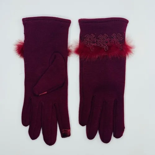 Toque borgonha senhoras luvas