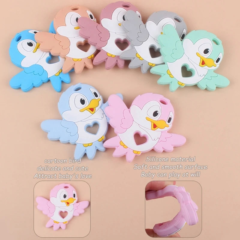 

New Cartoon Animal Bird Bead Silicone Teether Rodent Molar Toy DIY Baby Pacifier Chain Accessories Chewing BPA-Free