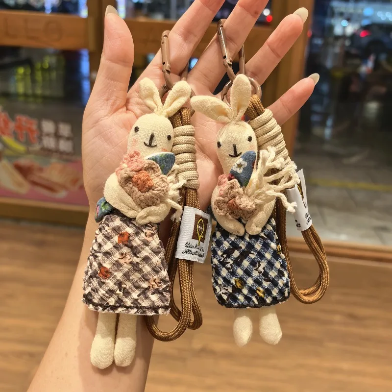 Handmade Fabric Cartoon Rabbit Brooch Accessory Artistic Small Doll Keychain Pendant DIY Craft Cute Premium Quality Lightweight